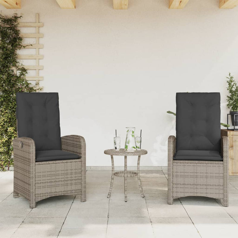 Reclining Garden Chairs 2 pcs with Cushions Grey Poly Rattan Payday Deals