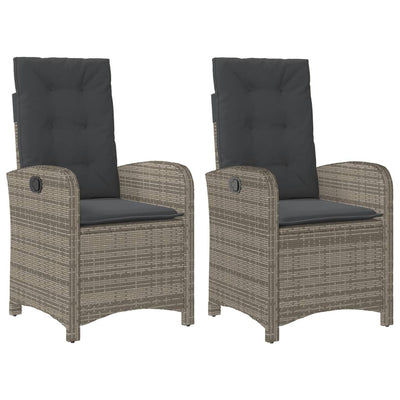 Reclining Garden Chairs 2 pcs with Cushions Grey Poly Rattan Payday Deals