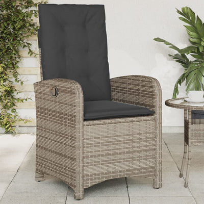 Reclining Garden Chairs 2 pcs with Cushions Grey Poly Rattan Payday Deals