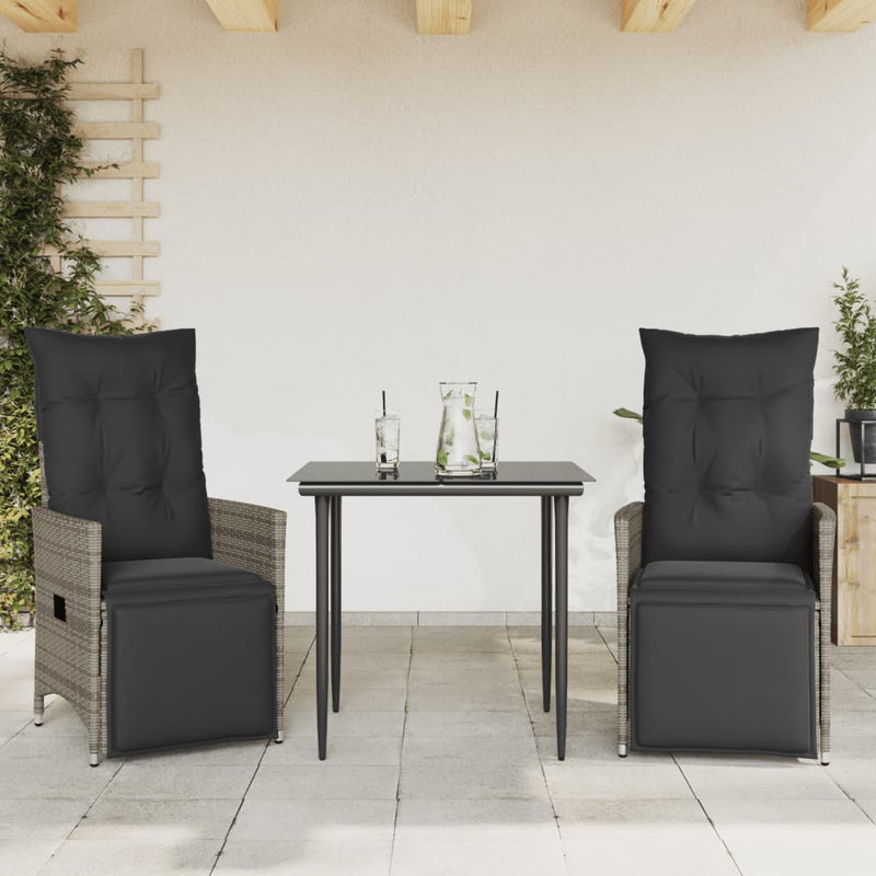 Reclining Garden Chairs 2 pcs with Cushions Grey Poly Rattan Payday Deals