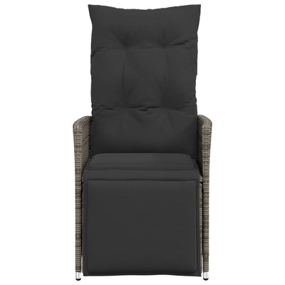 Reclining Garden Chairs 2 pcs with Cushions Grey Poly Rattan Payday Deals