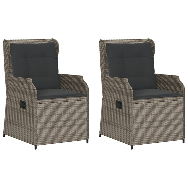Reclining Garden Chairs 2 pcs with Cushions Grey Poly Rattan Payday Deals