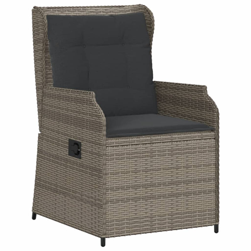 Reclining Garden Chairs 2 pcs with Cushions Grey Poly Rattan Payday Deals