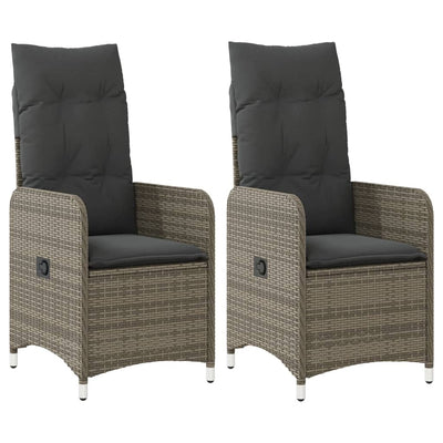 Reclining Garden Chairs 2 pcs with Cushions Grey Poly Rattan Payday Deals