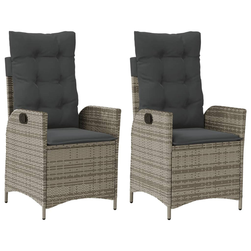 Reclining Garden Chairs 2 pcs with Cushions Grey Poly Rattan Payday Deals