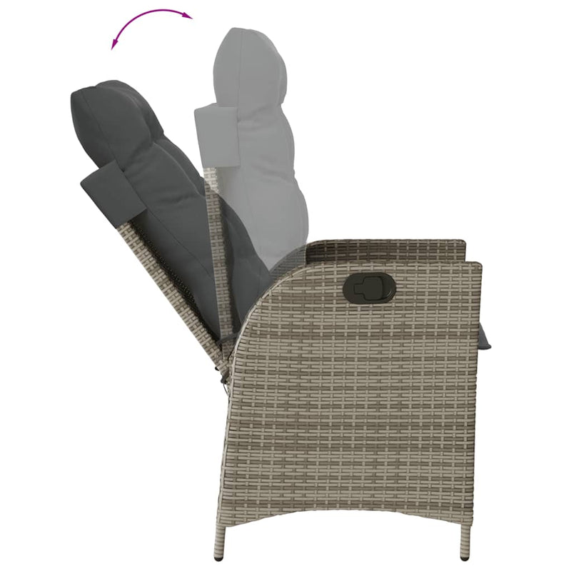 Reclining Garden Chairs 2 pcs with Cushions Grey Poly Rattan Payday Deals
