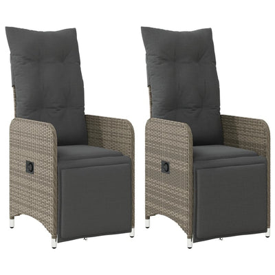 Reclining Garden Chairs 2 pcs with Cushions Grey Poly Rattan Payday Deals