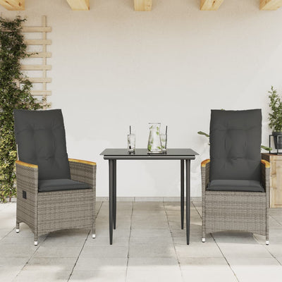 Reclining Garden Chairs 2 pcs with Cushions Grey Poly Rattan Payday Deals