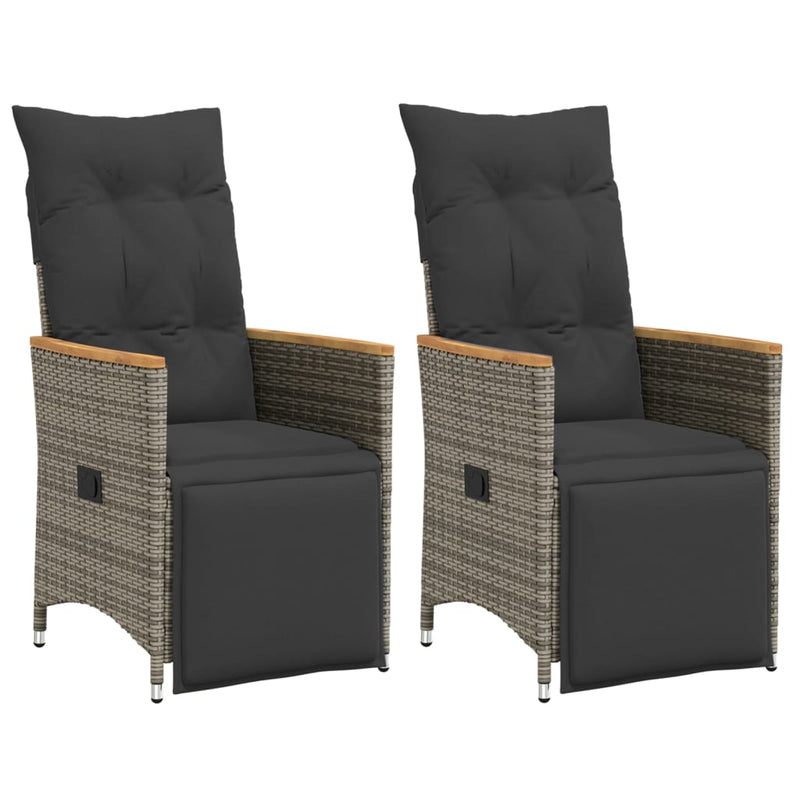 Reclining Garden Chairs 2 pcs with Cushions Grey Poly Rattan Payday Deals