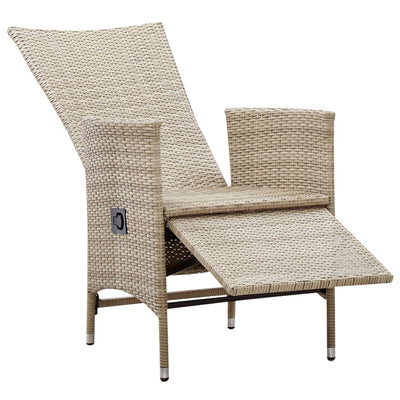 Reclining Garden Chairs 2 pcs with Cushions Poly Rattan Beige Payday Deals