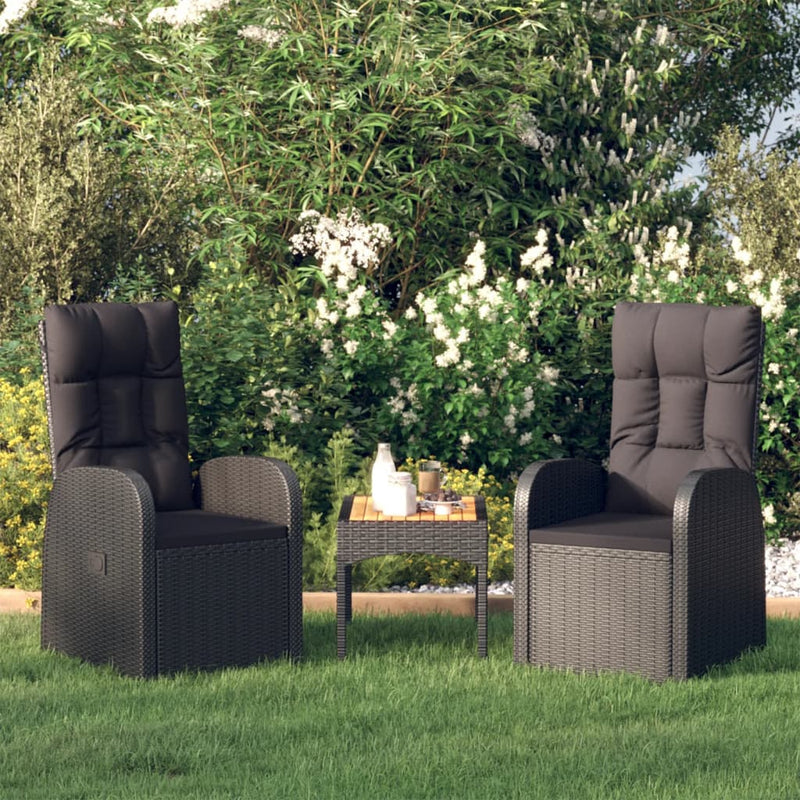 Reclining Garden Chairs 2 pcs with Cushions Poly Rattan Black Payday Deals