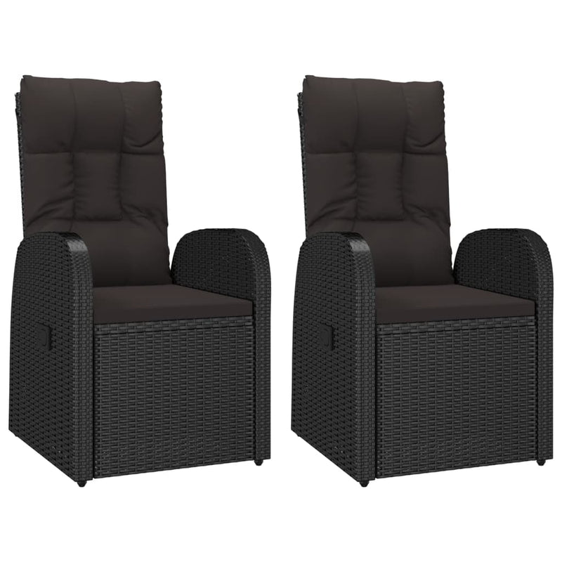 Reclining Garden Chairs 2 pcs with Cushions Poly Rattan Black Payday Deals