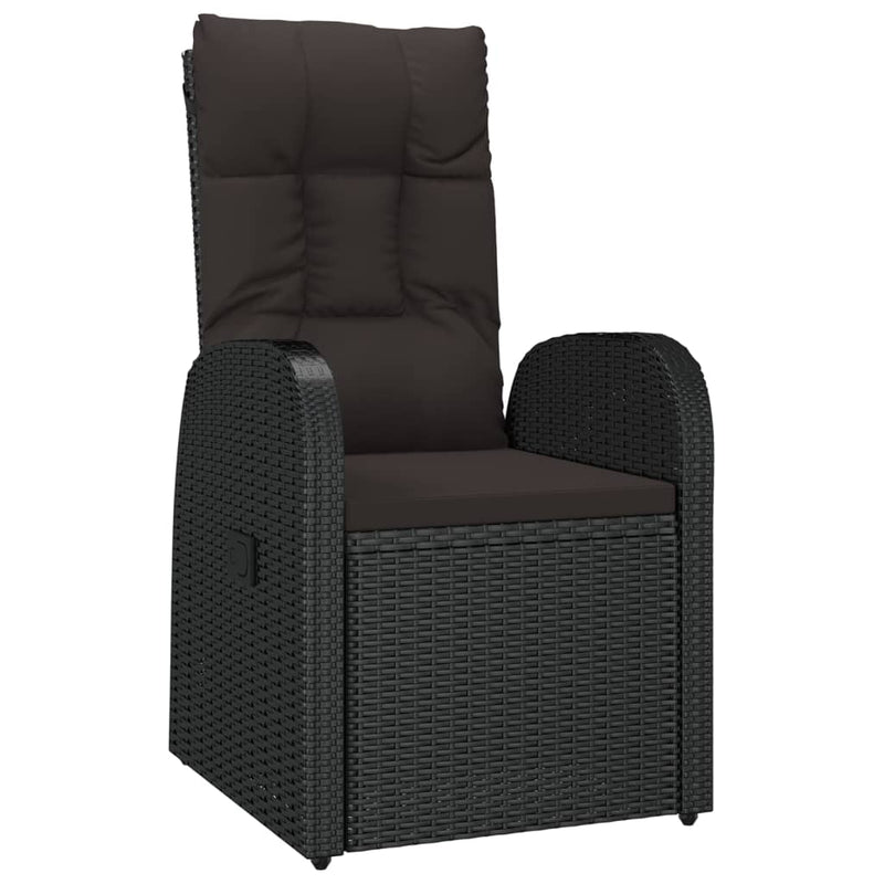 Reclining Garden Chairs 2 pcs with Cushions Poly Rattan Black Payday Deals