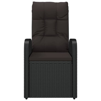 Reclining Garden Chairs 2 pcs with Cushions Poly Rattan Black Payday Deals