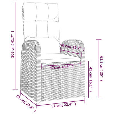 Reclining Garden Chairs 2 pcs with Cushions Poly Rattan Black Payday Deals