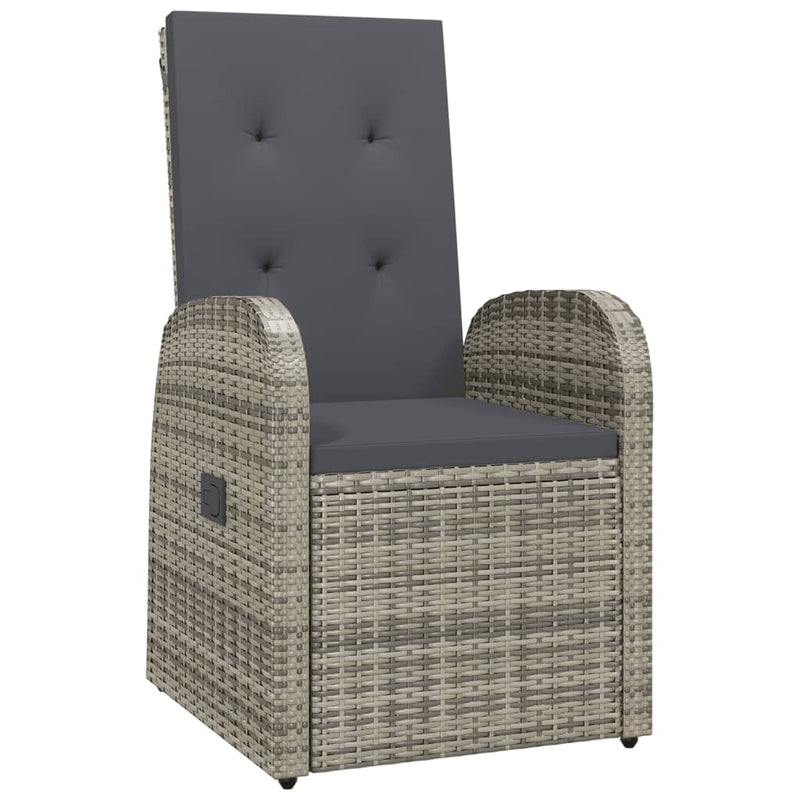 Reclining Garden Chairs 2 pcs with Cushions Poly Rattan Grey Payday Deals