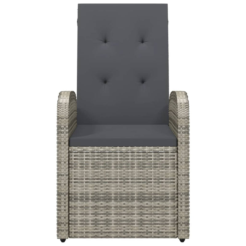 Reclining Garden Chairs 2 pcs with Cushions Poly Rattan Grey Payday Deals