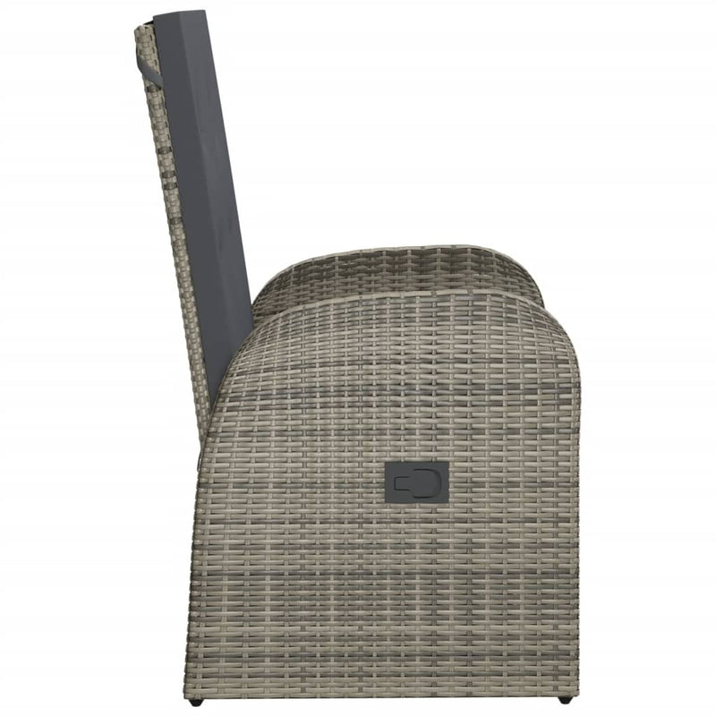 Reclining Garden Chairs 2 pcs with Cushions Poly Rattan Grey Payday Deals