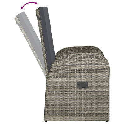 Reclining Garden Chairs 2 pcs with Cushions Poly Rattan Grey Payday Deals