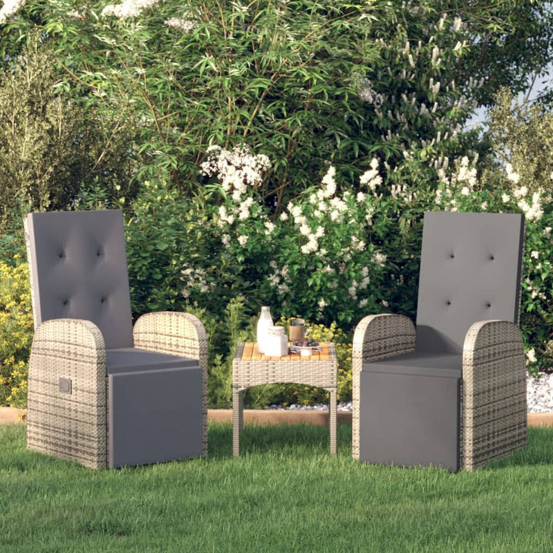 Reclining Garden Chairs with Cushions 2 pcs Grey Poly Rattan Payday Deals