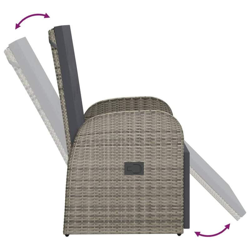 Reclining Garden Chairs with Cushions 2 pcs Grey Poly Rattan Payday Deals