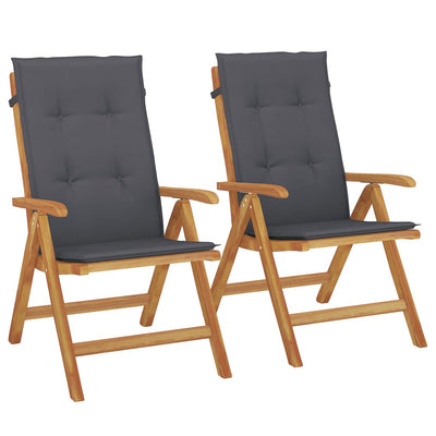 Reclining Garden Chairs with Cushions 2 pcs Solid Wood Teak Payday Deals