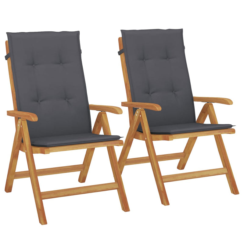 Reclining Garden Chairs with Cushions 2 pcs Solid Wood Teak Payday Deals