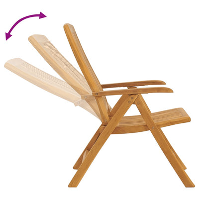Reclining Garden Chairs with Cushions 2 pcs Solid Wood Teak Payday Deals