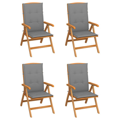 Reclining Garden Chairs with Cushions 4 pcs Solid Teak Wood