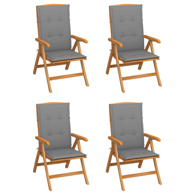 Reclining Garden Chairs with Cushions 4 pcs Solid Teak Wood Payday Deals