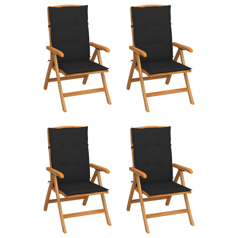 Reclining Garden Chairs with Cushions 4 pcs Solid Teak Wood Payday Deals