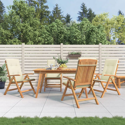 Reclining Garden Chairs with Cushions 4 pcs Solid Wood Teak Payday Deals