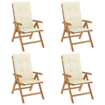 Reclining Garden Chairs with Cushions 4 pcs Solid Wood Teak Payday Deals