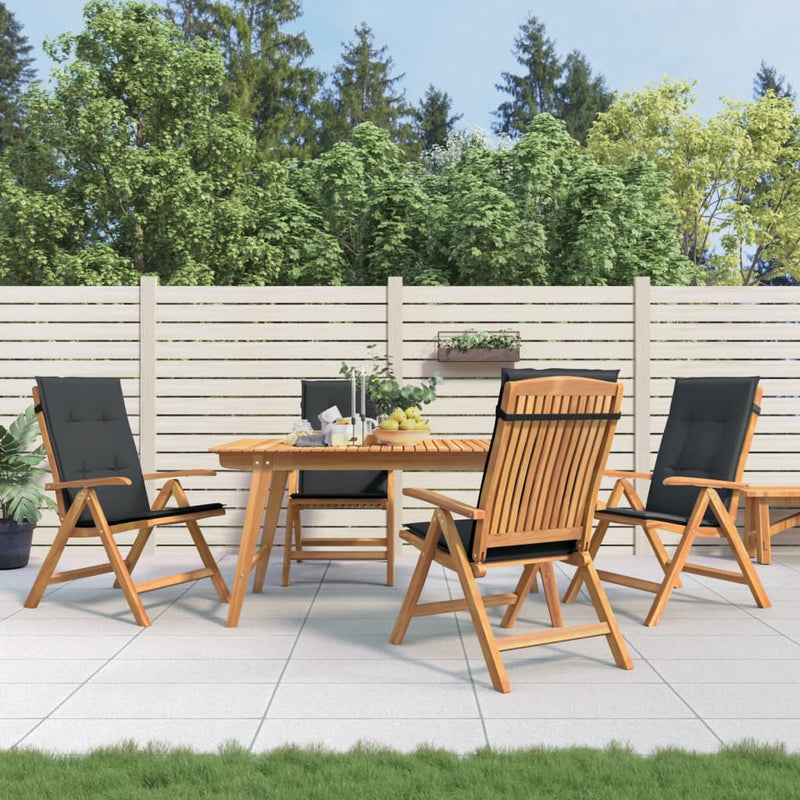 Reclining Garden Chairs with Cushions 4 pcs Solid Wood Teak Payday Deals