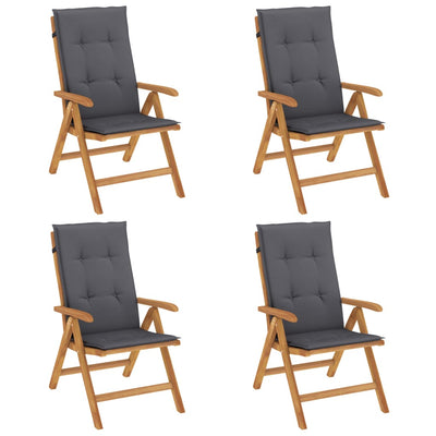 Reclining Garden Chairs with Cushions 4 pcs Solid Wood Teak Payday Deals