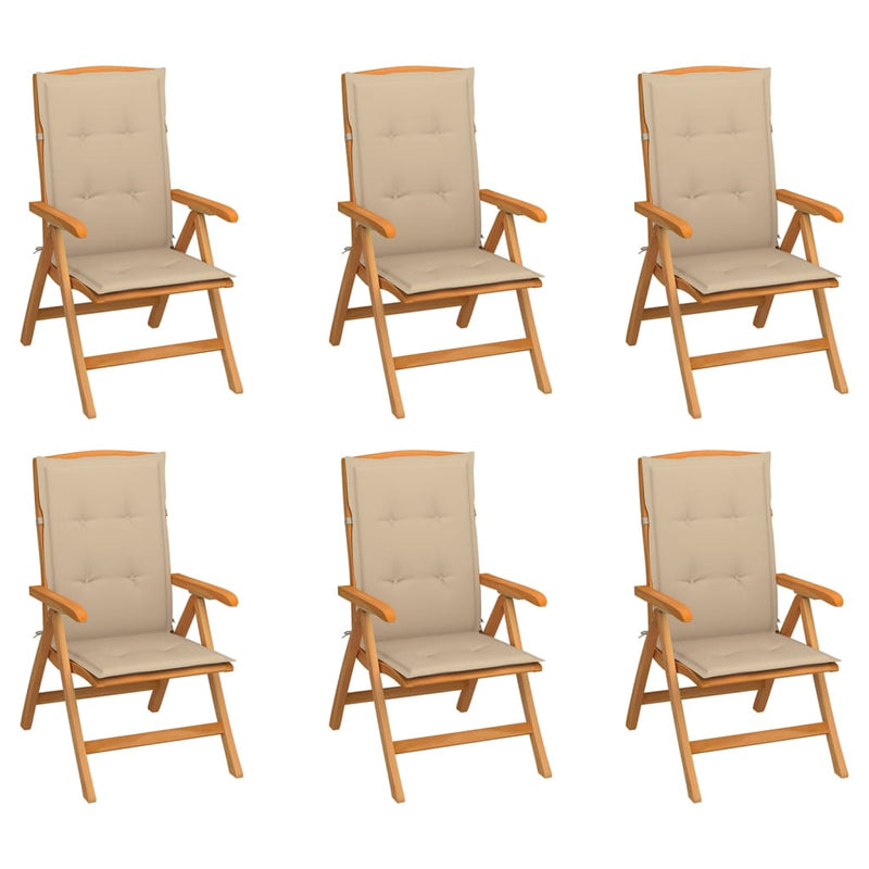 Reclining Garden Chairs with Cushions 6 pcs Solid Teak Wood Payday Deals