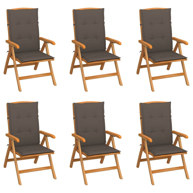 Reclining Garden Chairs with Cushions 6 pcs Solid Teak Wood Payday Deals