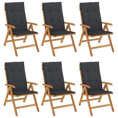 Reclining Garden Chairs with Cushions 6 pcs Solid Wood Teak Payday Deals