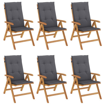 Reclining Garden Chairs with Cushions 6 pcs Solid Wood Teak Payday Deals