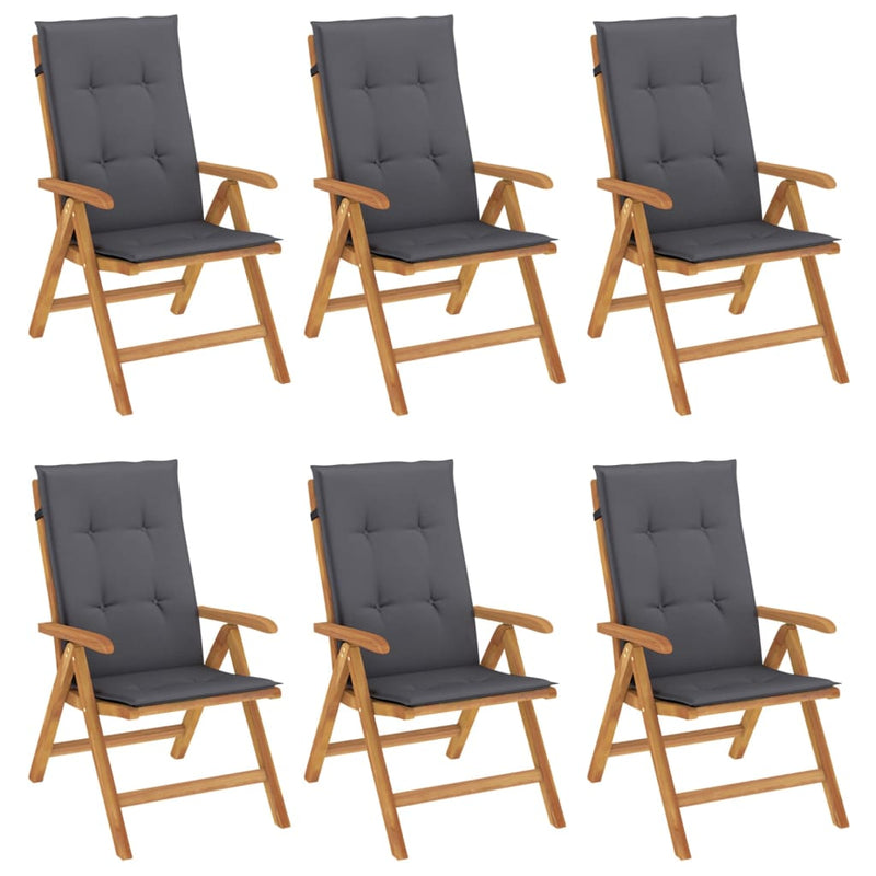 Reclining Garden Chairs with Cushions 6 pcs Solid Wood Teak Payday Deals