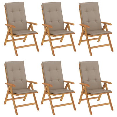 Reclining Garden Chairs with Cushions 6 pcs Solid Wood Teak Payday Deals