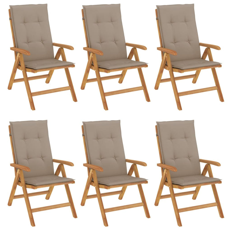 Reclining Garden Chairs with Cushions 6 pcs Solid Wood Teak Payday Deals