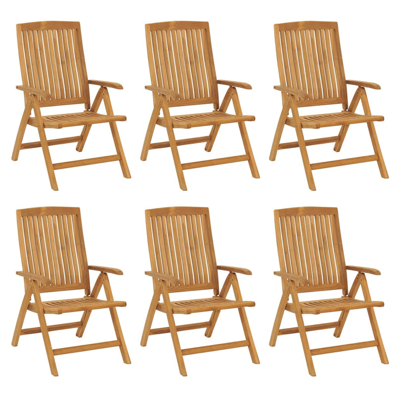 Reclining Garden Chairs with Cushions 6 pcs Solid Wood Teak Payday Deals