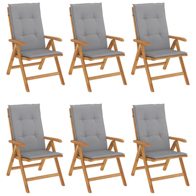 Reclining Garden Chairs with Cushions 6 pcs Solid Wood Teak Payday Deals