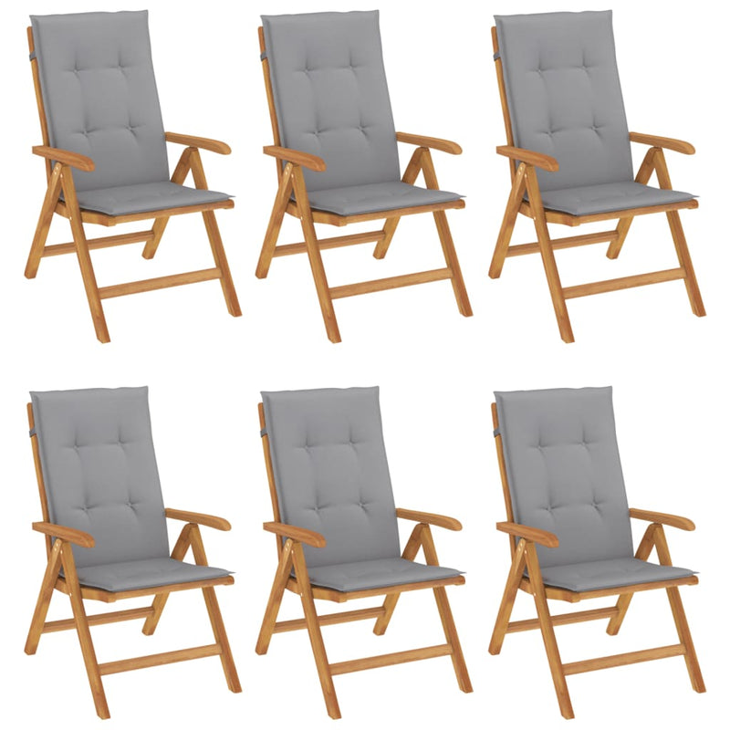 Reclining Garden Chairs with Cushions 6 pcs Solid Wood Teak Payday Deals