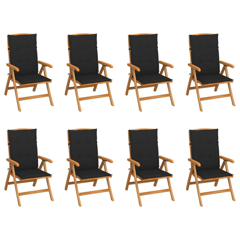 Reclining Garden Chairs with Cushions 8 pcs Solid Teak Wood Payday Deals