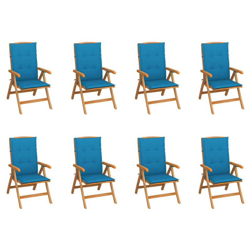 Reclining Garden Chairs with Cushions 8 pcs Solid Teak Wood Payday Deals