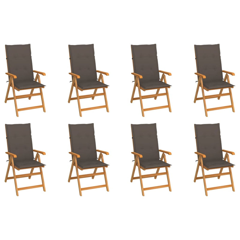 Reclining Garden Chairs with Cushions 8 pcs Solid Teak Wood Payday Deals
