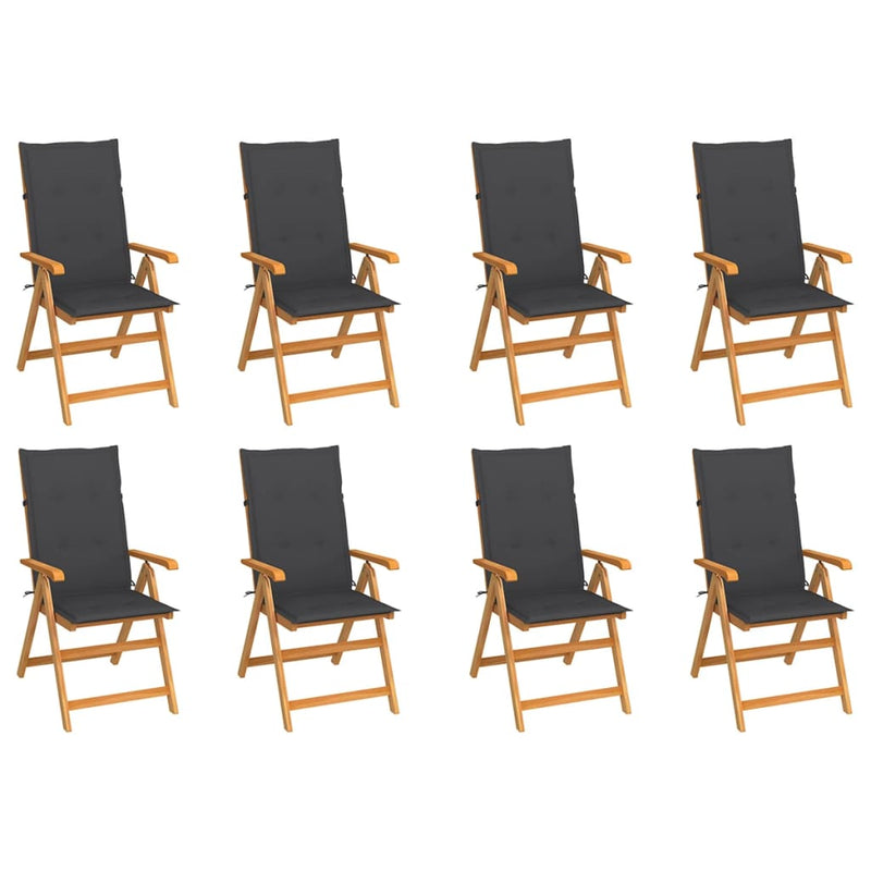 Reclining Garden Chairs with Cushions 8 pcs Solid Teak Wood Payday Deals