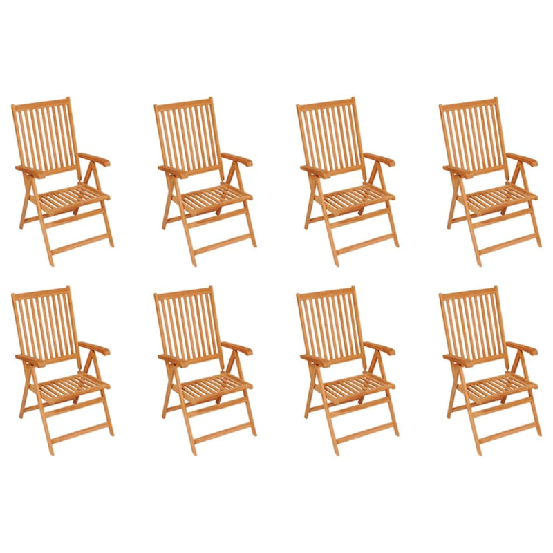 Reclining Garden Chairs with Cushions 8 pcs Solid Teak Wood Payday Deals
